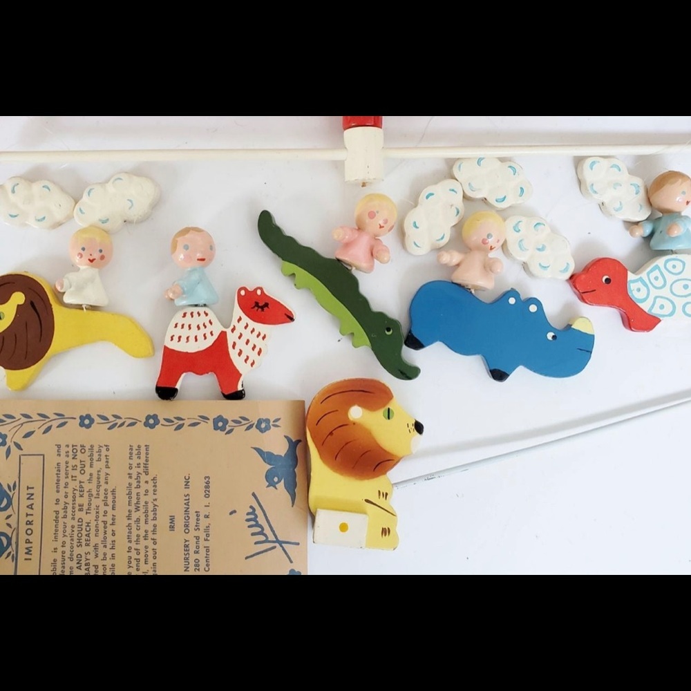 Vtg Irmi Wood Hand Painted Crib Mobile